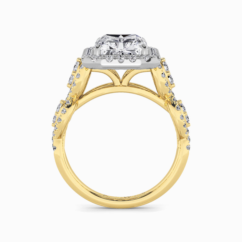 Radiant Cut Halo Braided Band Lab Diamond Engagement Ring (1ct+)