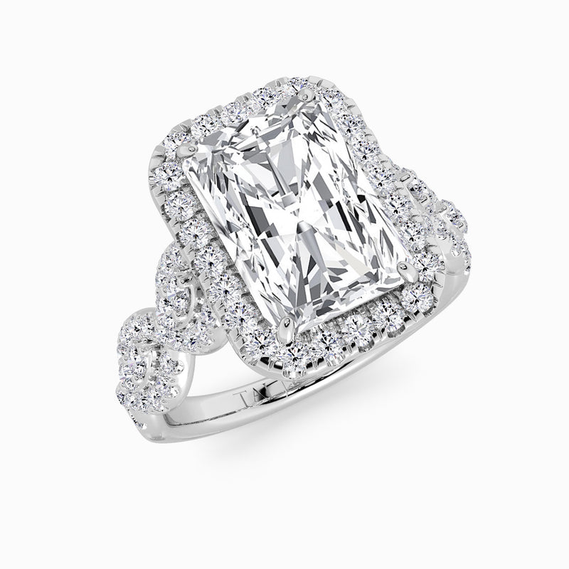 Radiant Cut Halo Braided Band Lab Diamond Engagement Ring (1ct+)