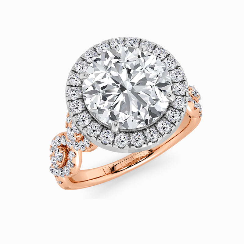 Round Brilliant Cut Halo Braided Band Lab Diamond Engagement Ring (1ct+)