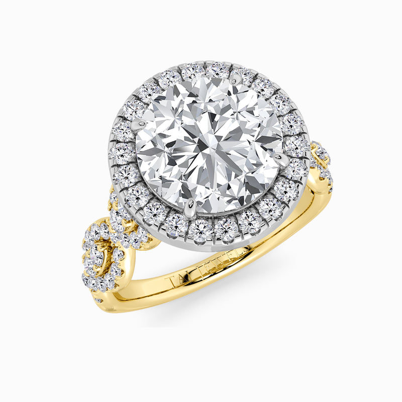 Round Brilliant Cut Halo Braided Band Lab Diamond Engagement Ring (1ct+)