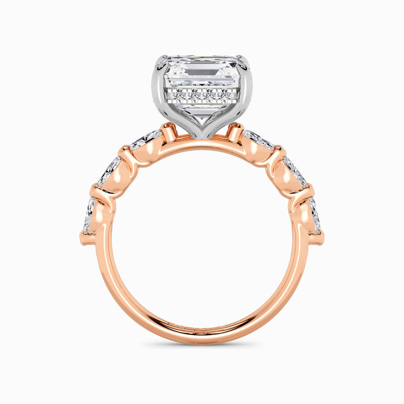 Asscher Cut Solitaire Marquise Diamond Band Lab Diamond Engagement Ring (1.00ct+)