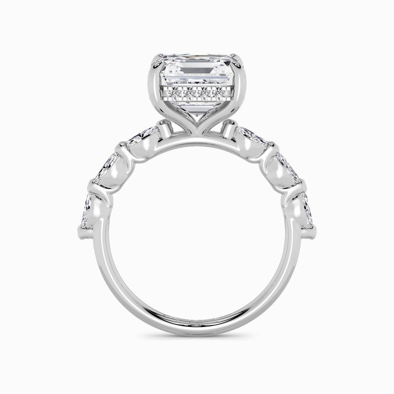 Asscher Cut Solitaire Marquise Diamond Band Lab Diamond Engagement Ring (1.00ct+)