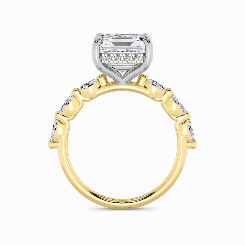 Asscher Cut Solitaire Marquise Diamond Band Lab Diamond Engagement Ring (1.00ct+)