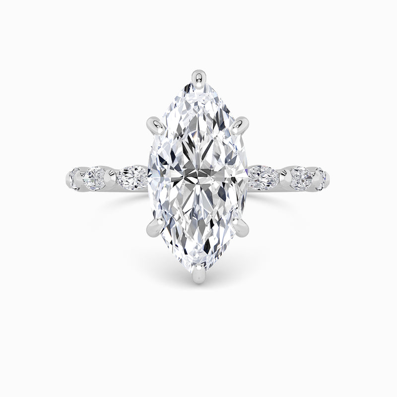 Marquise Brilliant Cut Marquise Diamond Band Lab Diamond Engagement Ring (1.00ct+)