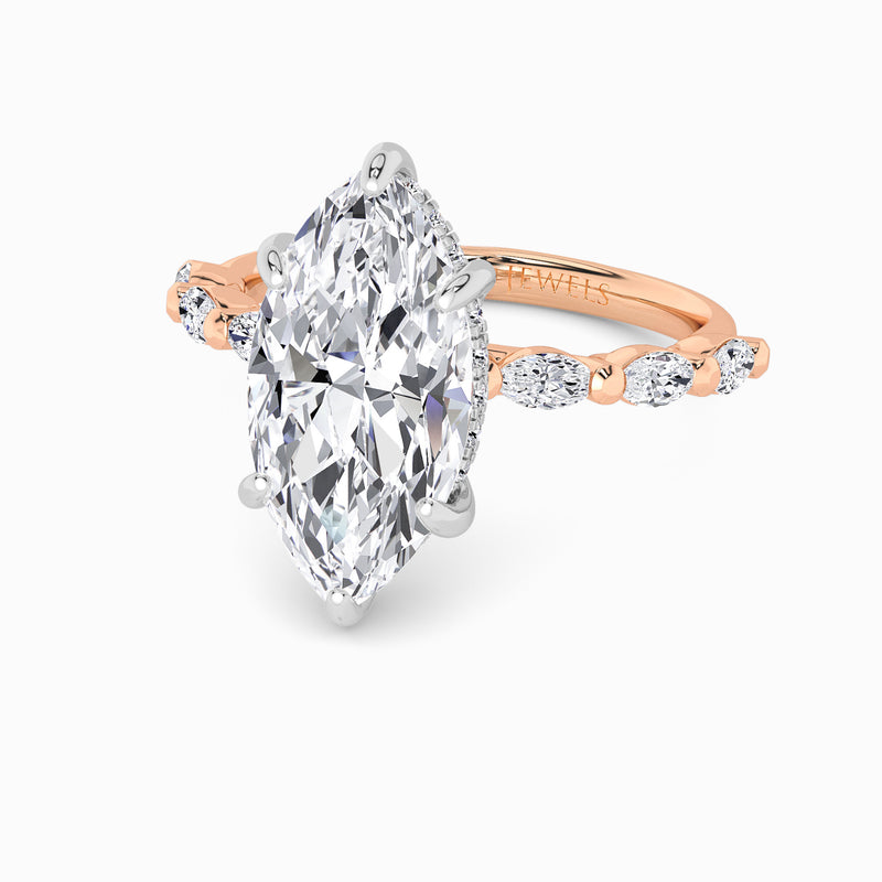 Marquise Brilliant Cut Marquise Diamond Band Lab Diamond Engagement Ring (1.00ct+)