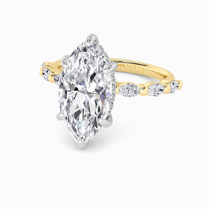 Marquise Brilliant Cut Marquise Diamond Band Lab Diamond Engagement Ring (1.00ct+)