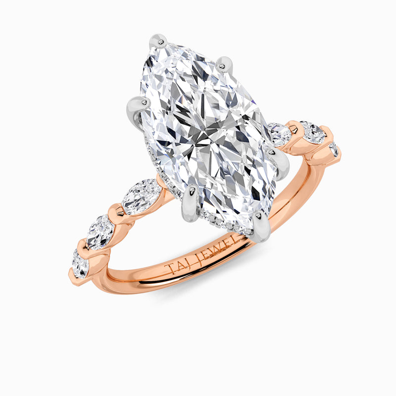 Marquise Brilliant Cut Marquise Diamond Band Lab Diamond Engagement Ring (1.00ct+)