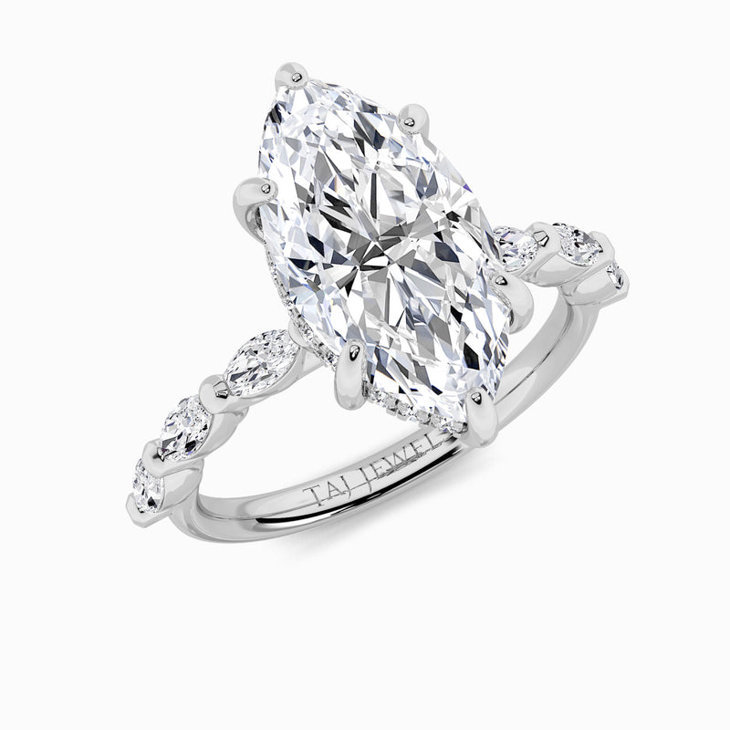 Marquise Brilliant Cut Marquise Diamond Band Lab Diamond Engagement Ring (1.00ct+)