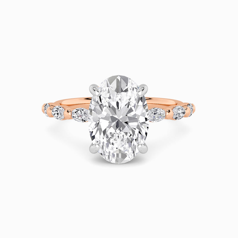 Oval Brilliant Cut Marquise Diamond Band Lab Diamond Engagement Ring (1.00ct+)