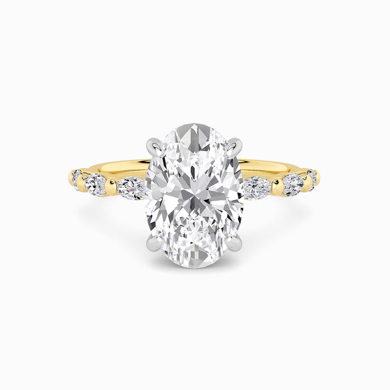 Oval Brilliant Cut Marquise Diamond Band Lab Diamond Engagement Ring (1.00ct+)