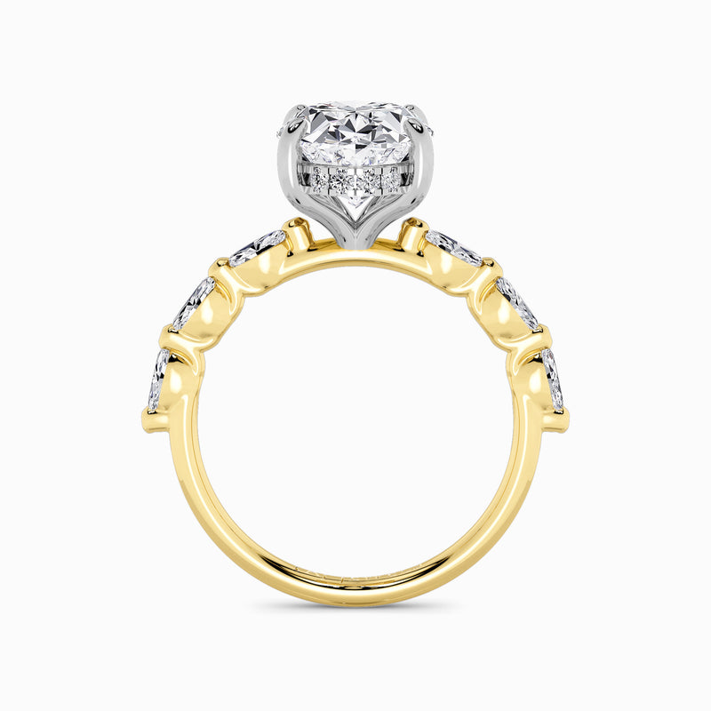 Oval Brilliant Cut Marquise Diamond Band Lab Diamond Engagement Ring (1.00ct+)