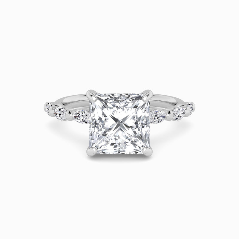 Princess Cut Marquise Diamond Band Lab Diamond Engagement Ring (1.00ct+)