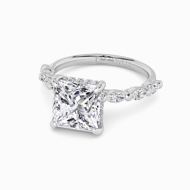 Princess Cut Marquise Diamond Band Lab Diamond Engagement Ring (1.00ct+)