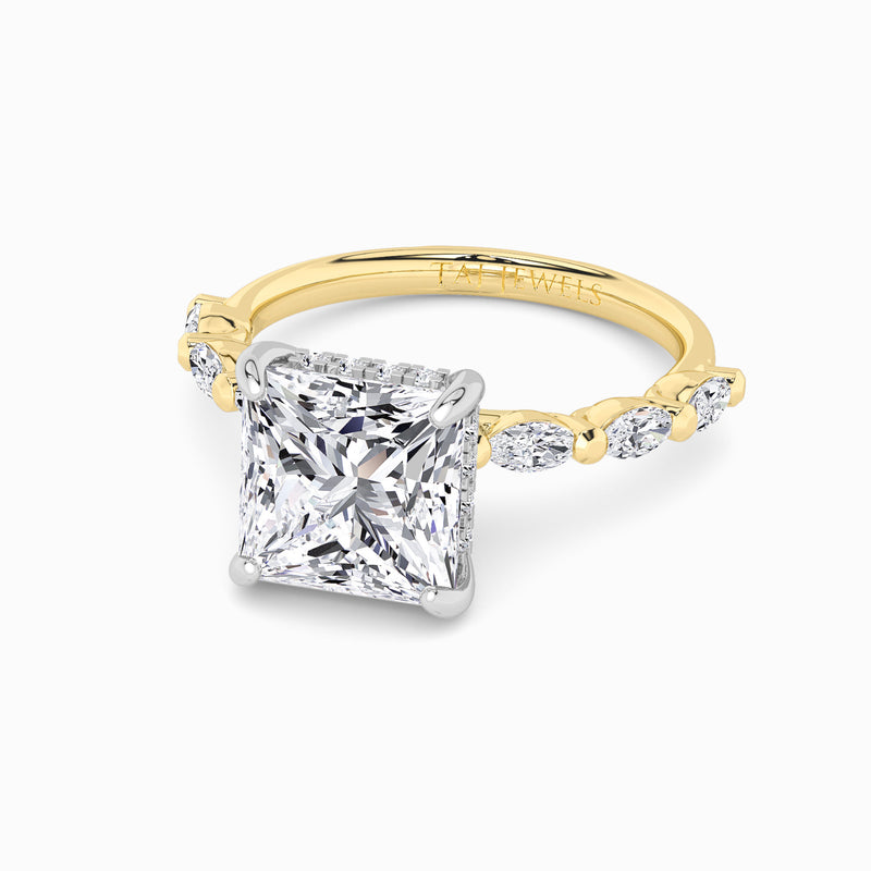 Princess Cut Marquise Diamond Band Lab Diamond Engagement Ring (1.00ct+)