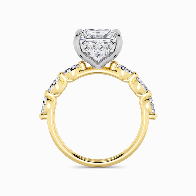 Princess Cut Marquise Diamond Band Lab Diamond Engagement Ring (1.00ct+)