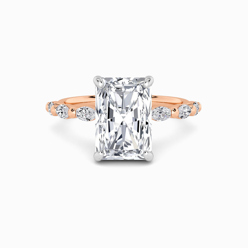 Radiant Cut Marquise Diamond Band Lab Diamond Engagement Ring (1.00ct+)