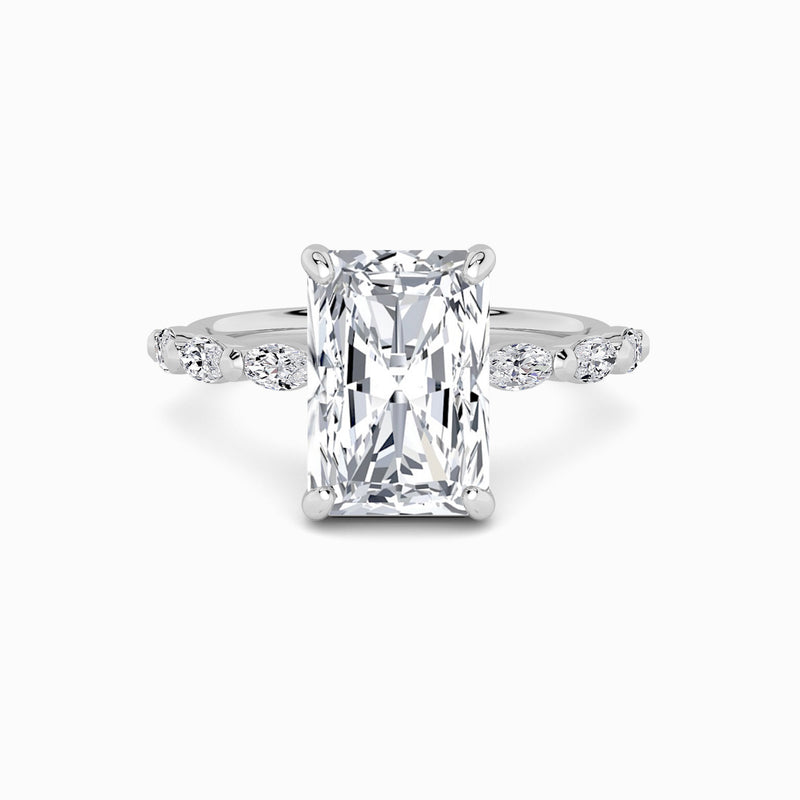 Radiant Cut Marquise Diamond Band Lab Diamond Engagement Ring (1.00ct+)