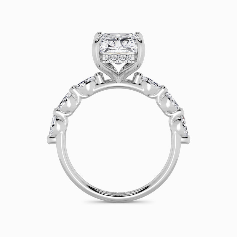 Radiant Cut Marquise Diamond Band Lab Diamond Engagement Ring (1.00ct+)