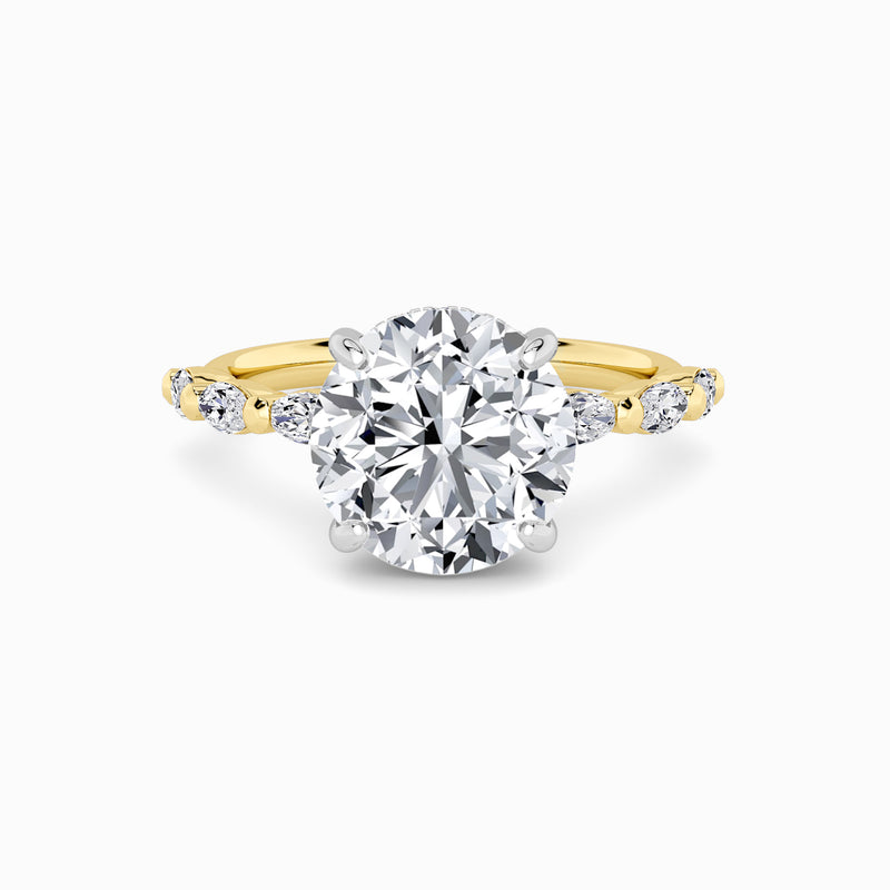 Round Brilliant Cut Marquise Diamond Band Lab Diamond Engagement Ring (1.00ct+)