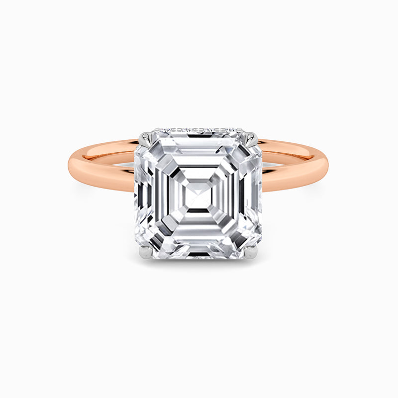 Asscher Cut Solitaire Plain Band Lab Diamond Engagement Ring (Floating Head) (1ct+)