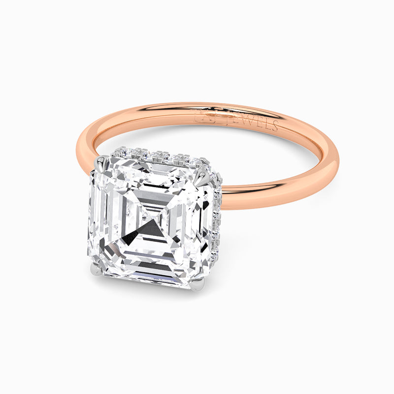 Asscher Cut Solitaire Plain Band Lab Diamond Engagement Ring (Floating Head) (1ct+)