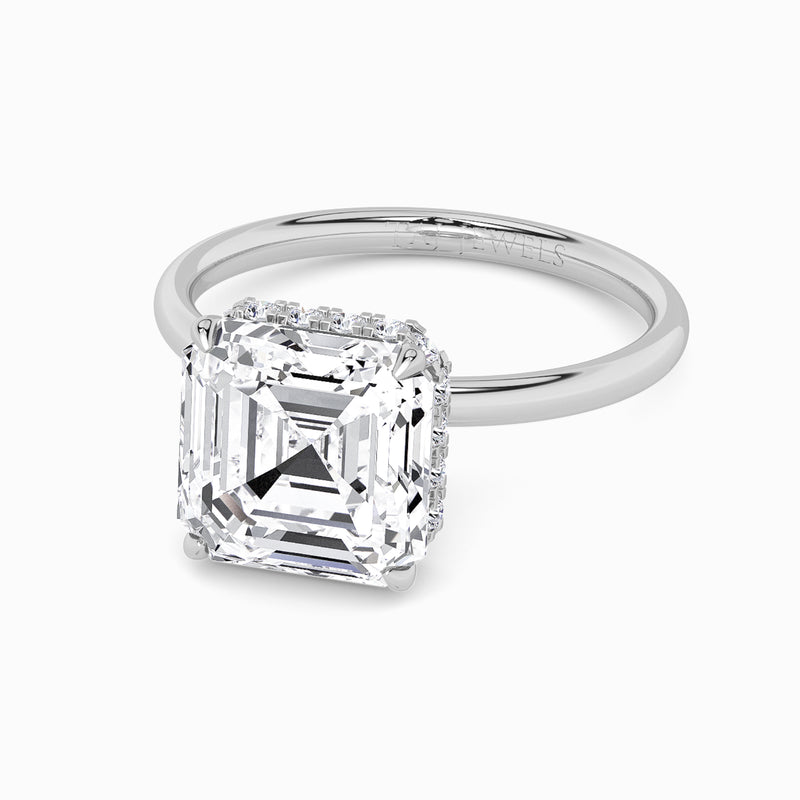 Asscher Cut Solitaire Plain Band Lab Diamond Engagement Ring (Floating Head) (1ct+)