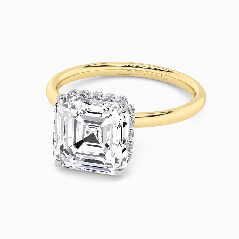 Asscher Cut Solitaire Plain Band Lab Diamond Engagement Ring (Floating Head) (1ct+)