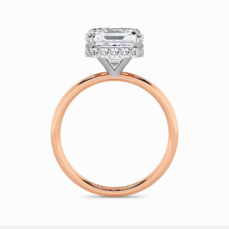 Asscher Cut Solitaire Plain Band Lab Diamond Engagement Ring (Floating Head) (1ct+)