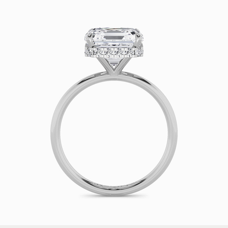 Asscher Cut Solitaire Plain Band Lab Diamond Engagement Ring (Floating Head) (1ct+)