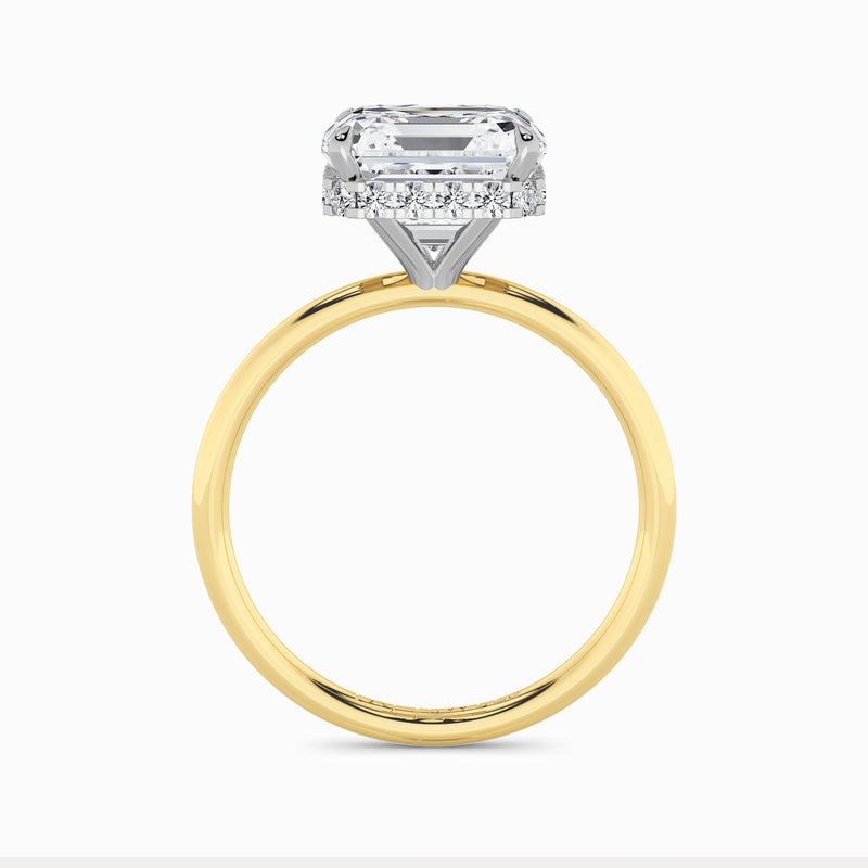 Asscher Cut Solitaire Plain Band Lab Diamond Engagement Ring (Floating Head) (1ct+)