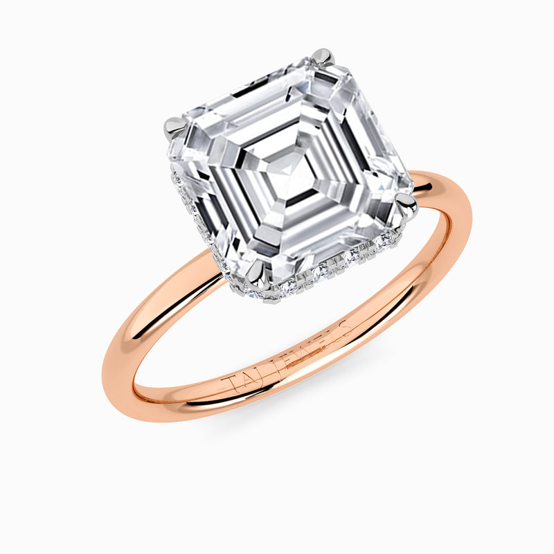 Asscher Cut Solitaire Plain Band Lab Diamond Engagement Ring (Floating Head) (1ct+)