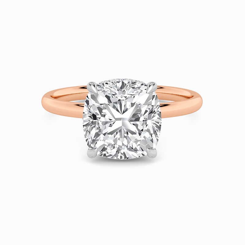 Cushion Cut Solitaire Plain Band Lab Diamond Engagement Ring (Floating Head) (1ct+)