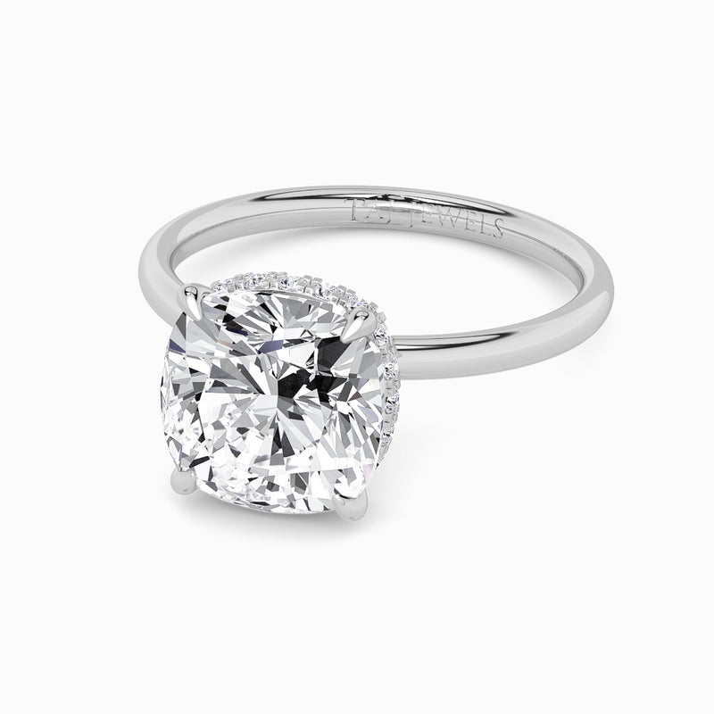 Cushion Cut Solitaire Plain Band Lab Diamond Engagement Ring (Floating Head) (1ct+)