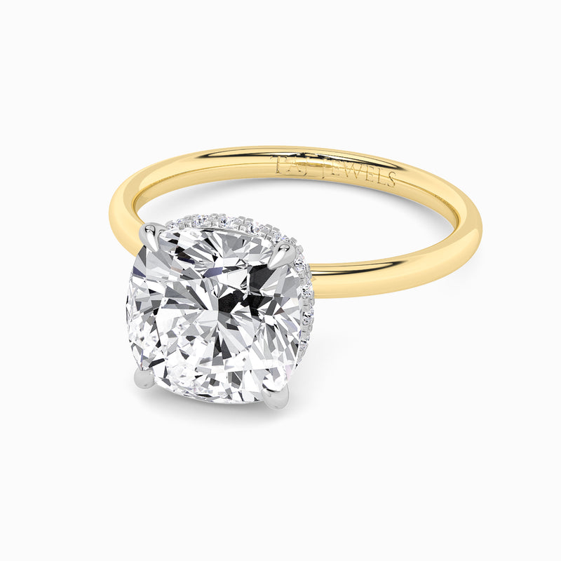 Cushion Cut Solitaire Plain Band Lab Diamond Engagement Ring (Floating Head) (1ct+)