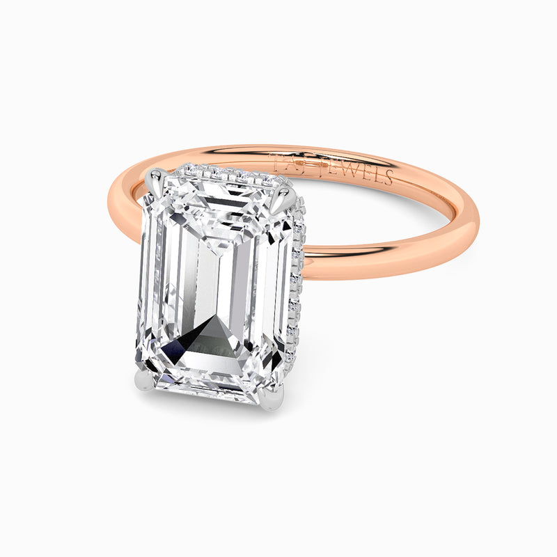 Emerald Cut Solitaire Plain Band Lab Diamond Engagement Ring (Floating Head) (1ct+)