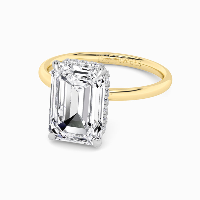 Emerald Cut Solitaire Plain Band Lab Diamond Engagement Ring (Floating Head) (1ct+)