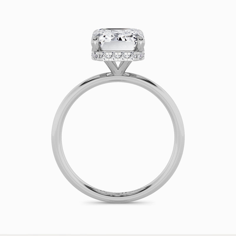 Emerald Cut Solitaire Plain Band Lab Diamond Engagement Ring (Floating Head) (1ct+)