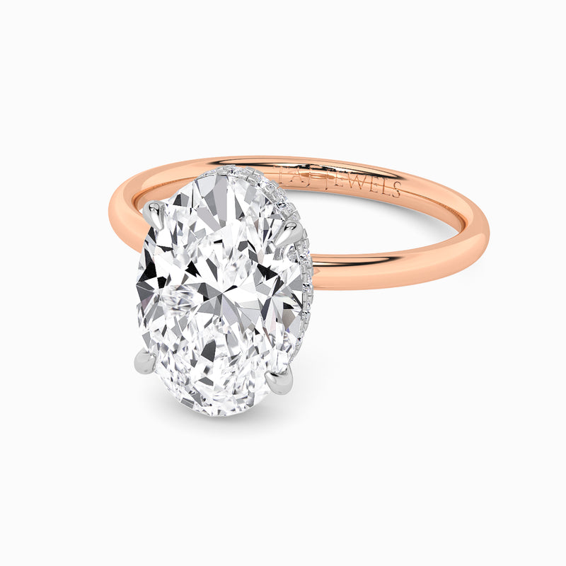 Oval Brilliant Cut Solitaire Plain Band Lab Diamond Engagement Ring (Floating Head) (1ct+)