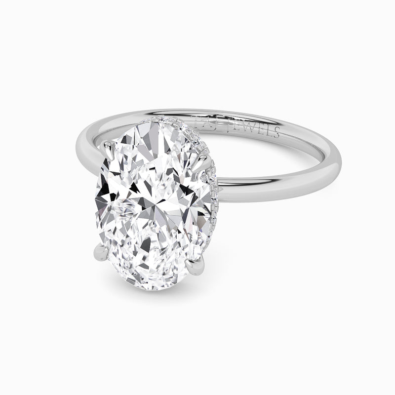 Oval Brilliant Cut Solitaire Plain Band Lab Diamond Engagement Ring (Floating Head) (1ct+)