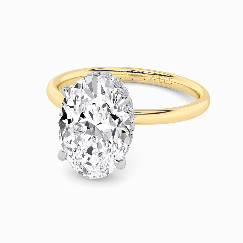 Oval Brilliant Cut Solitaire Plain Band Lab Diamond Engagement Ring (Floating Head) (1ct+)