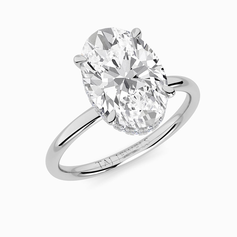 Oval Brilliant Cut Solitaire Plain Band Lab Diamond Engagement Ring (Floating Head) (1ct+)