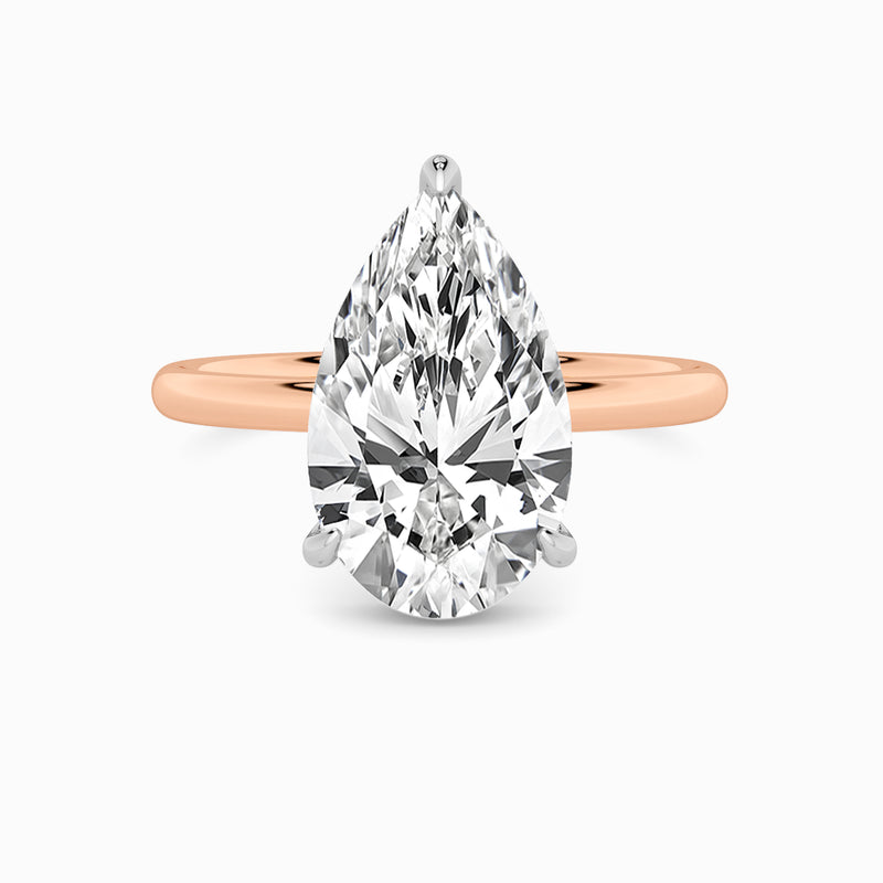 Pear Brilliant Cut Solitaire Plain Band Lab Diamond Engagement Ring (Floating Head) (1ct+)