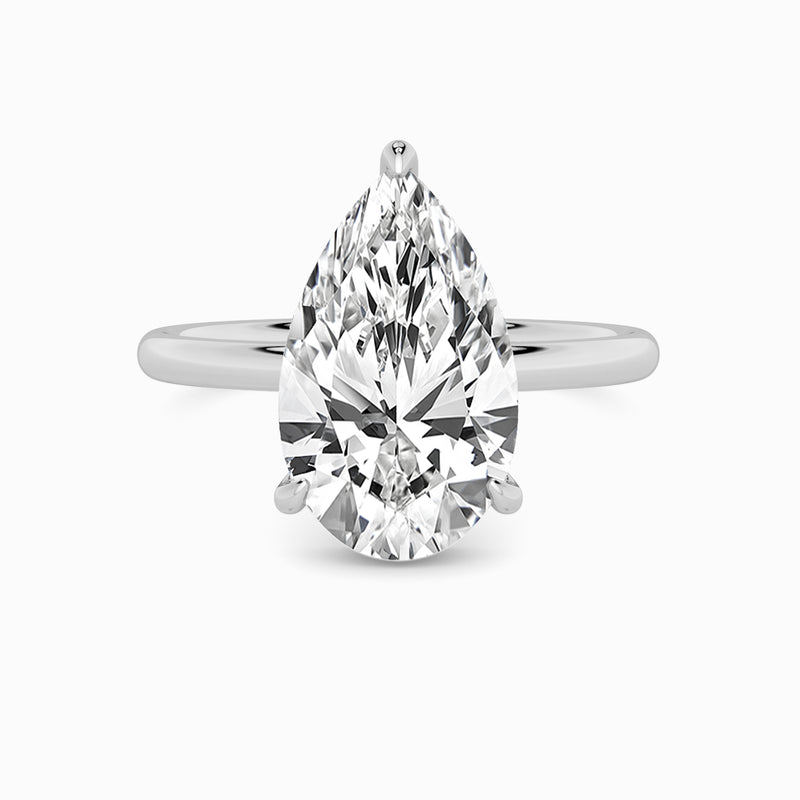 Pear Brilliant Cut Solitaire Plain Band Lab Diamond Engagement Ring (Floating Head) (1ct+)