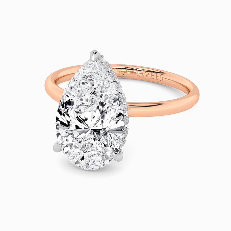 Pear Brilliant Cut Solitaire Plain Band Lab Diamond Engagement Ring (Floating Head) (1ct+)