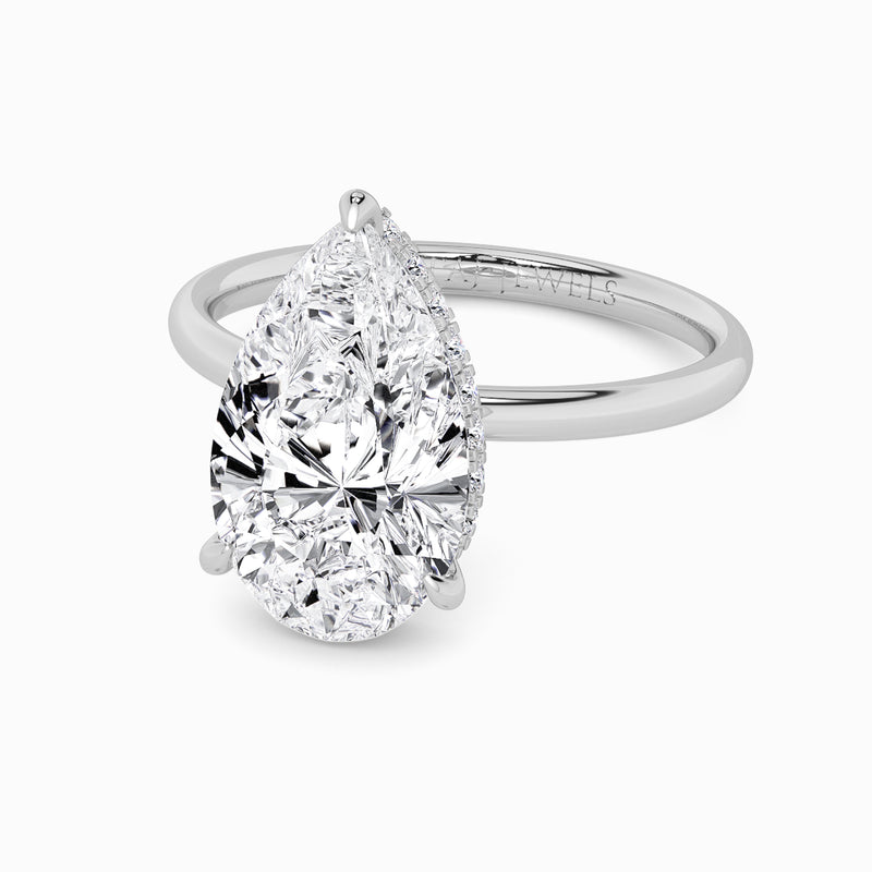 Pear Brilliant Cut Solitaire Plain Band Lab Diamond Engagement Ring (Floating Head) (1ct+)