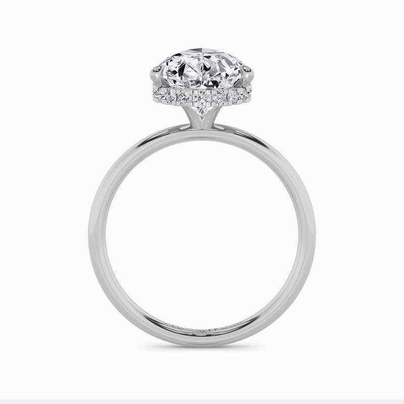 Pear Brilliant Cut Solitaire Plain Band Lab Diamond Engagement Ring (Floating Head) (1ct+)