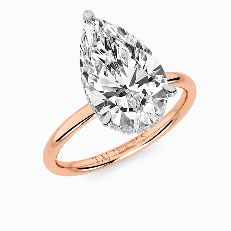 Pear Brilliant Cut Solitaire Plain Band Lab Diamond Engagement Ring (Floating Head) (1ct+)