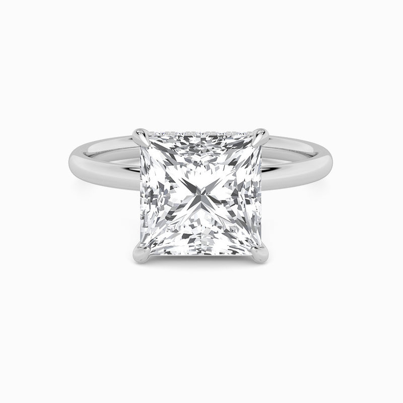 Princess Cut Solitaire Plain Band Lab Diamond Engagement Ring (Floating Head) (1ct+)