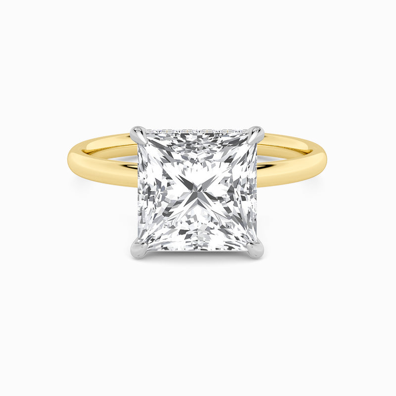 Princess Cut Solitaire Plain Band Lab Diamond Engagement Ring (Floating Head) (1ct+)