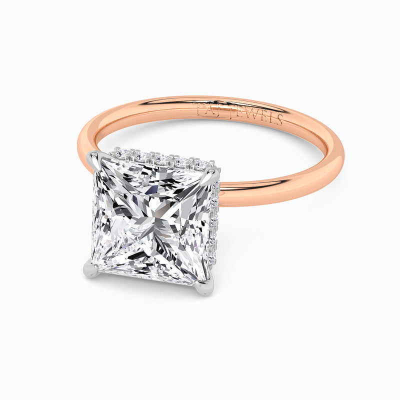 Princess Cut Solitaire Plain Band Lab Diamond Engagement Ring (Floating Head) (1ct+)